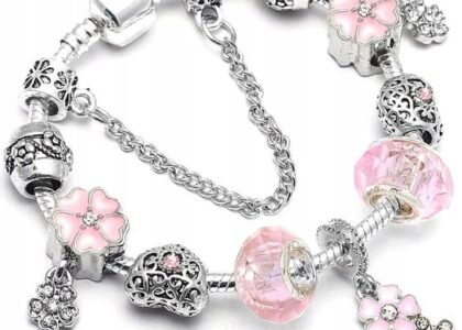Modułowa Bransoletka charms boho srebrna serce