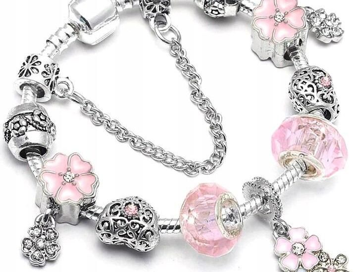 Modułowa Bransoletka charms boho srebrna serce