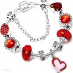 modułowa Bransoletka charms srebrna serduszko
