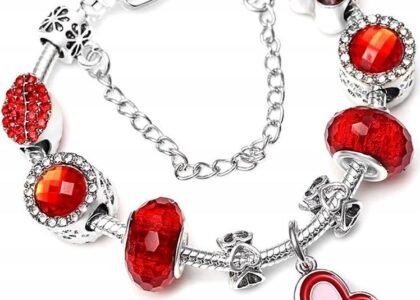 modułowa Bransoletka charms srebrna serduszko