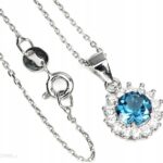 Naszyjnik naturalny london blue topaz cyrkonie 925