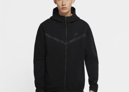 Nike Męska bluza z kapturem i zamkiem na całej długości Nike Sportswear Tech Fleece Czerń