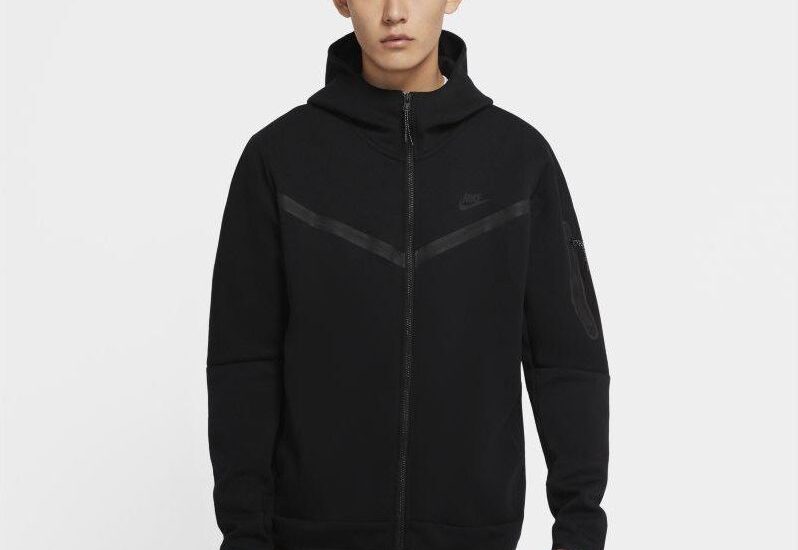 Nike Męska bluza z kapturem i zamkiem na całej długości Nike Sportswear Tech Fleece Czerń