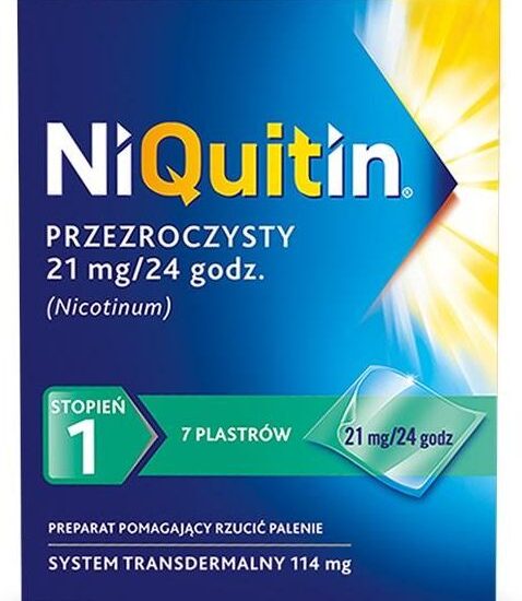 NiQuitin 21mg/24h 7 plastrów przeźroczystych