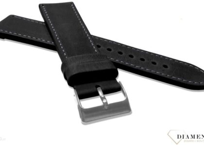 Pasek do zegarka Lavvu LSAXB26 czarny skórzany Top Grain 26 cm