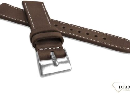 Pasek do zegarka Lavvu LSSUC18 brązowy skórzany Top Grain 18 cm