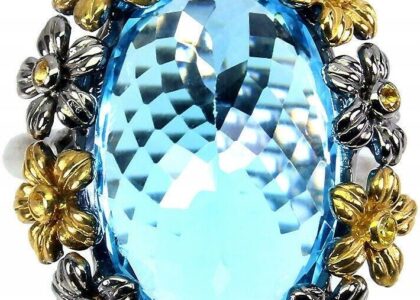 Pierścionek 21ct swiss blue topaz szafiry r 18