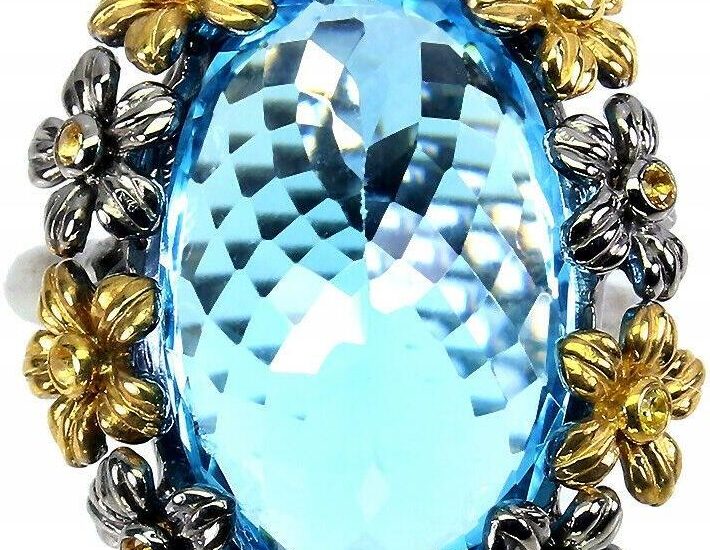 Pierścionek 21ct swiss blue topaz szafiry r 18