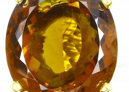 Pierścionek 925 kwarc Aaa koniakowy 18.7ct r.15.5