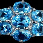 Pierścionek 925 naturalne swiss blue topazy r 19.5