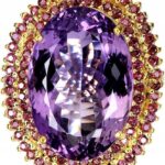 Pierścionek ametyst 34.86ct granaty srebro r 20.5