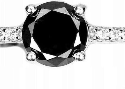 Pierścionek czarny diament 0.905ct srebro 925 r 17