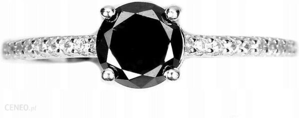 Pierścionek czarny diament 0.905ct srebro 925 r 17