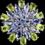 Pierścionek naturalne tanzanity oliwiny r 15.5 925