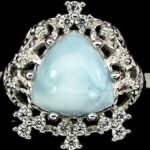 Pierścionek naturalny larimar cyrkonie 925 r 15