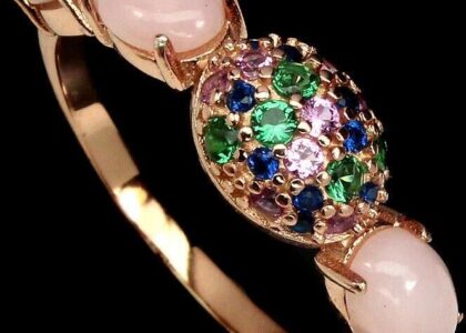Pierścionek naturalny opal cyrkonia 11.5