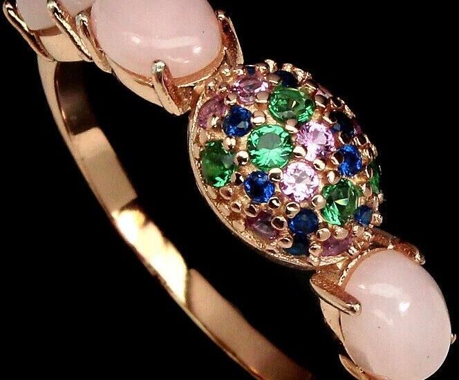 Pierścionek naturalny opal cyrkonia 11.5