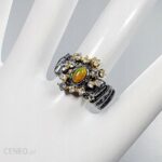 Pierścionek naturalny opal ognisty r 20 topazy