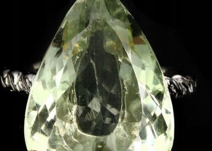 Pierścionek srebrny zielony ametyst 15 17.5ct 925