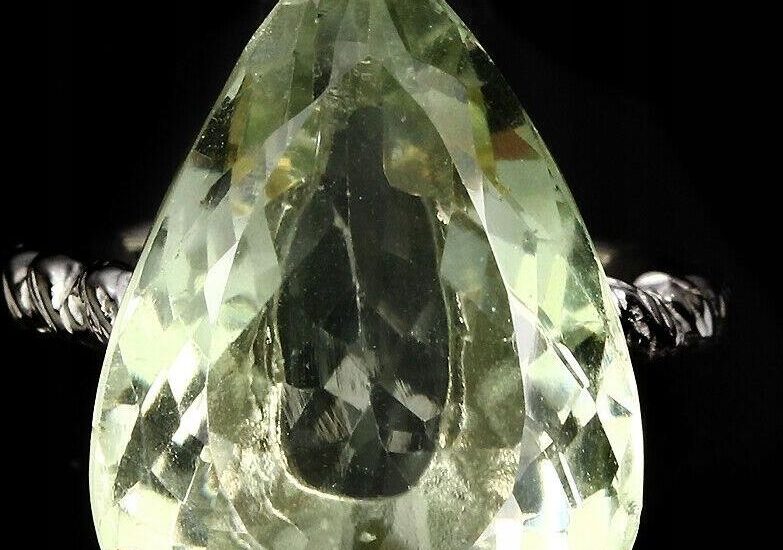 Pierścionek srebrny zielony ametyst 15 17.5ct 925