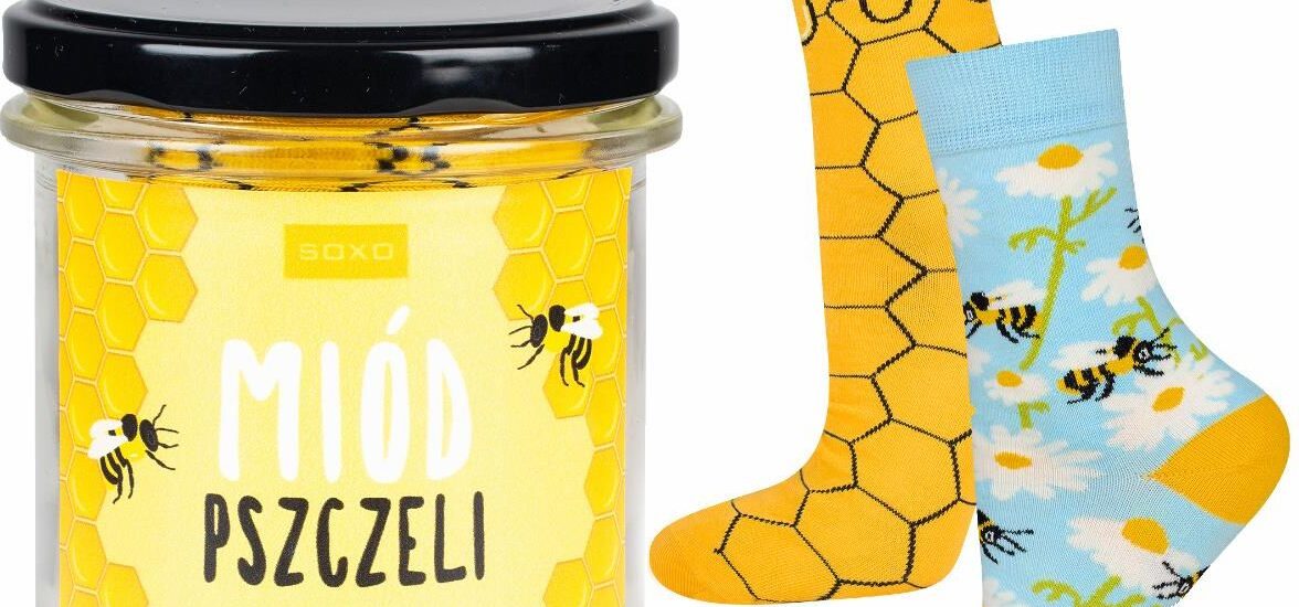 Skarpetki damskie kolorowe SOXO GOOD STUFF bawełniane miód w słoiku