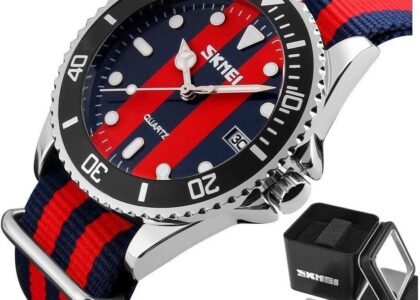 SKMEI 9133 nylon DATOWNIK granat czerwień