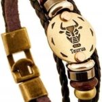 Skórzana bransoletka punk rzemyk znaki zodiaku