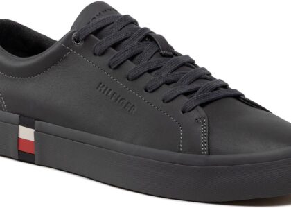 Sneakersy TOMMY HILFIGER - Modern Vulc Corporate Leather FM0FM04036 Dark Ash PTY