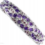 Srebrna 925 bransoletka naturalne ametysty granaty