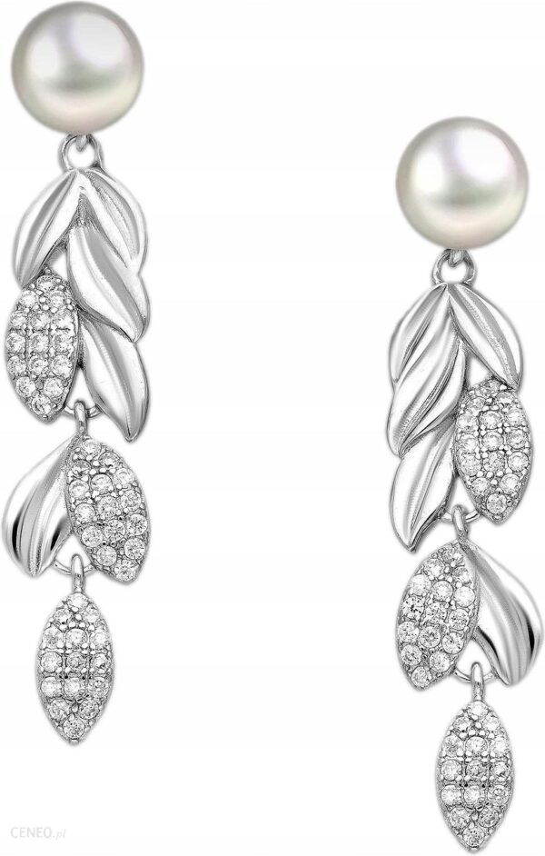 srebrne kolczyki z cyrkoniami i perłami