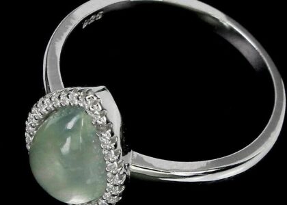 Srebrny 925 pierścionek perhenit 9x6mm r.18