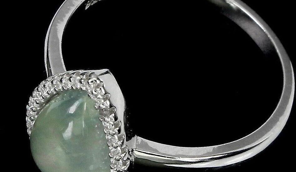 Srebrny 925 pierścionek perhenit 9x6mm r.18