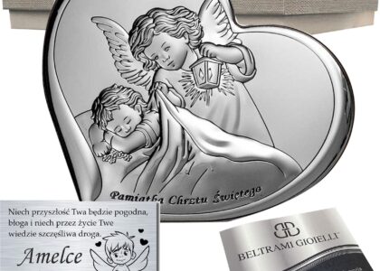 Srebrny Obrazek Aniołek Pamiątka Chrztu Świętego
