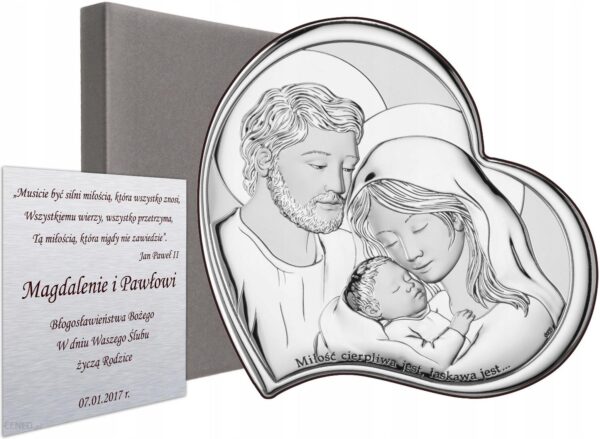 Srebrny Obrazek Św.rodzina Pamiątka Ślubu Chrztu