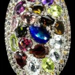 Srebrny pierścionek czarny opal natural szafiry 17
