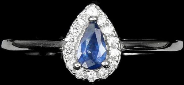 Srebrny pierścionek naturalny niebieski szafir r14