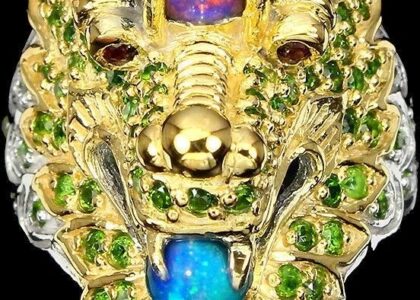 Srebrny pierścionek opal naturalny 925 r17 2