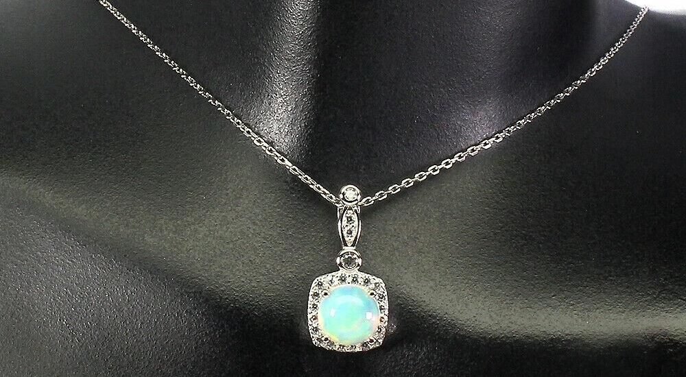 Srebro 925 naszyjnik natural ognisty opal cyrkonie