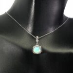 Srebro 925 naszyjnik natural ognisty opal cyrkonie