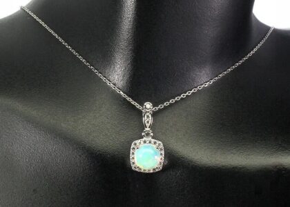 Srebro 925 naszyjnik natural ognisty opal cyrkonie