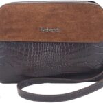 Stylowa torebka crossbody trzykomorowa - Brązowa ciemna