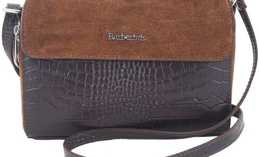 Stylowa torebka crossbody trzykomorowa - Brązowa ciemna