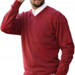 Sweter męski w serek burgund XXL M.Lasota