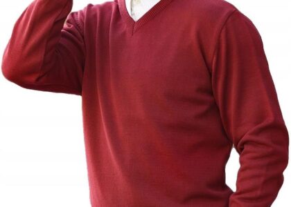Sweter męski w serek burgund XXL M.Lasota