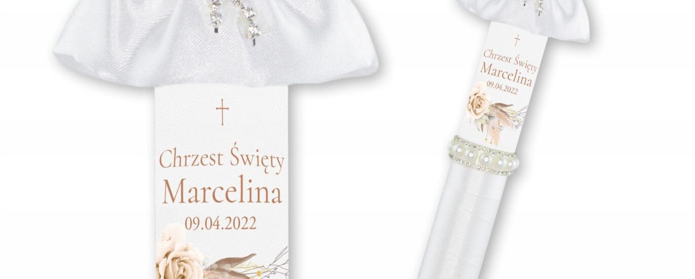 Świeca Na Chrzest Gromnica Do Chrztu Imię Boho