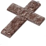 Szklany krzyż na ścianę brązowy mały