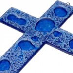 Szklany krzyż na ścianę ciemnoniebieski