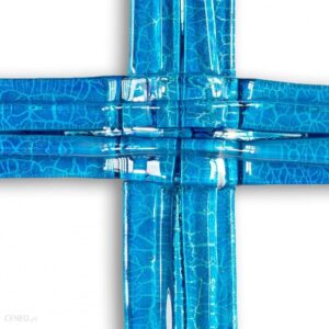Szklany krzyż na ścianę niebieski ze szkła warstwowego