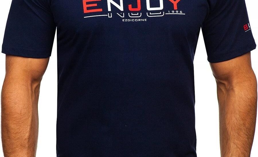 T-shirt Koszulka Męska Granatowa 14739 Denley_l