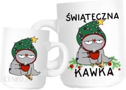 Timeforf Świąteczny Kubek Na Świeta Świąteczna Kawka Kot W Zielonej Czapce (0A6322153_20221025163046)
